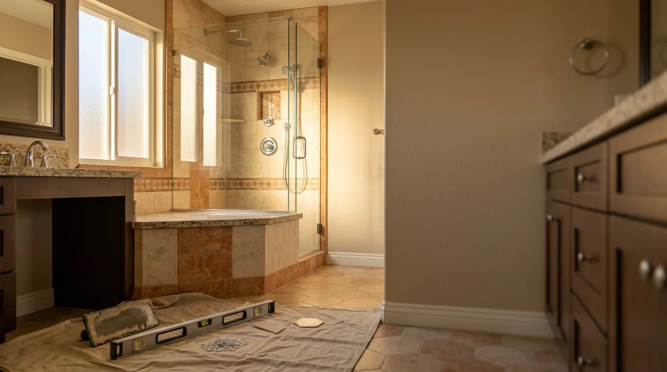 Modern bathroom remodel featuring custom vanity, tile work, and updated fixtures in Simi Valley home